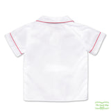 White Hawaii Collar Short Sleeve Shirt with Piping