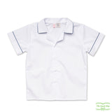 White Hawaii Collar Short Sleeve Shirt with Piping