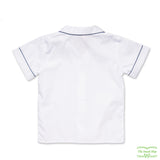 White Hawaii Collar Short Sleeve Shirt with Piping