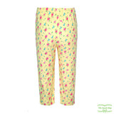 Yellow Floral Needlecord Corduroy Pull On Pants with Front Ruffle Pockets