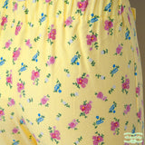 Yellow Floral Needlecord Corduroy Pull On Pants with Front Ruffle Pockets