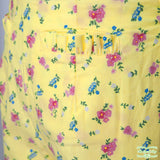 Yellow Floral Needlecord Corduroy Pull On Pants with Front Ruffle Pockets