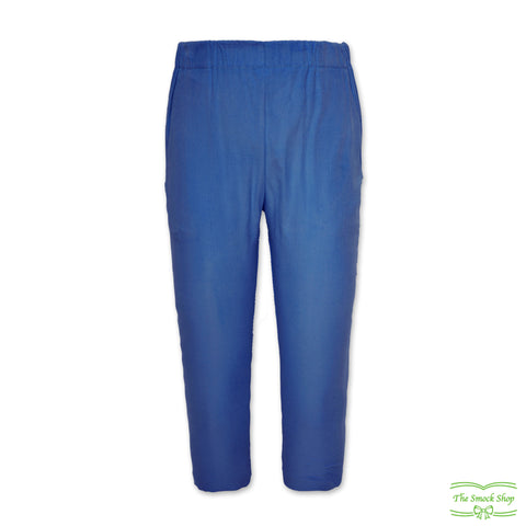 Blue Needlecord Corduroy Pull On Pants with Side Pockets