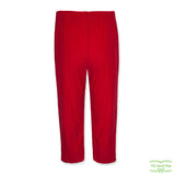 Red Needlecord Corduroy Pull On Pants with Front Ruffle Pockets