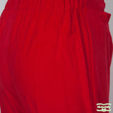 Red Needlecord Corduroy Pull On Pants with Front Ruffle Pockets