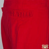 Red Needlecord Corduroy Pull On Pants with Front Ruffle Pockets