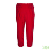 Red Needlecord Corduroy Pull On Pants with Front Ruffle Pockets