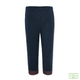 Navy Felt Pull On Pants with Scottish Plaid Cuff