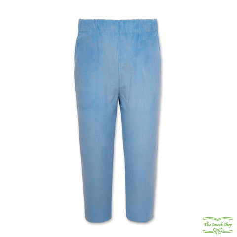 Sky Blue Heavy Corduroy Pull On Pants with Side Pockets