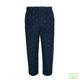 Navy Medium Weight Corduroy Rose Print Pull On Pants with Side Pockets