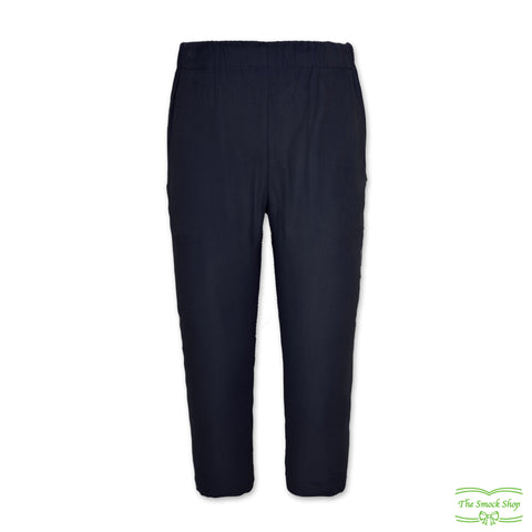 Navy Needlecord Corduroy Pull On Pants with Side Pockets