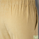 Beige Medium Weight Corduroy Pull On Pants with Side Pockets