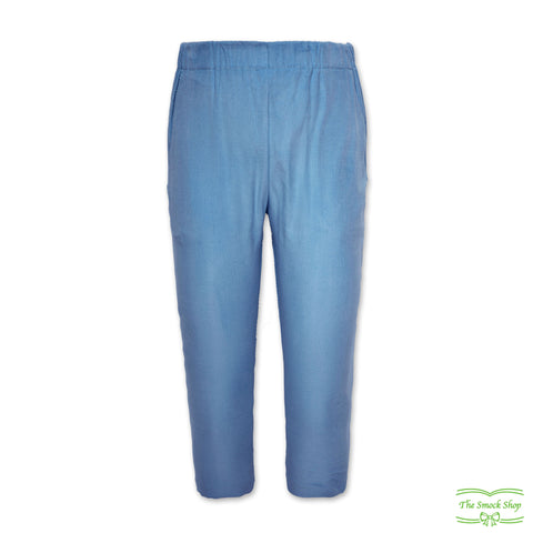 Blue Needlecord Corduroy Pull On Pants with Side Pockets