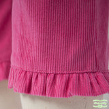 Fuchsia Pink Heavy Corduroy Pull On Pants with Ruffle Cuff