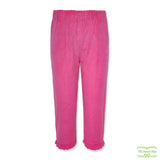 Fuchsia Pink Heavy Corduroy Pull On Pants with Ruffle Cuff