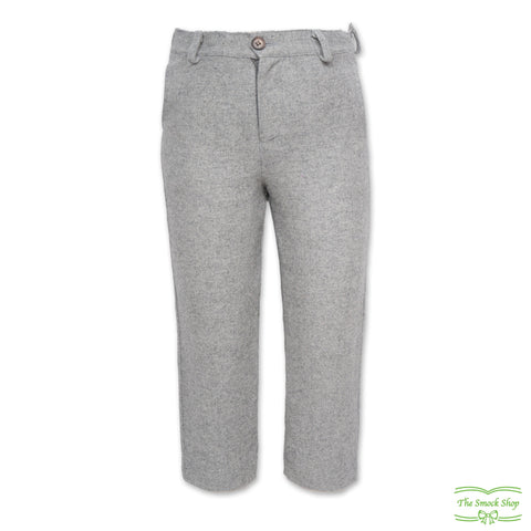 Grey Wool Zip-Fly Trousers with Side & Back Pockets