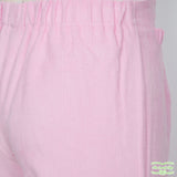 Pink Medium Weight Corduroy Pull On Pants with Front Ruffle Pockets