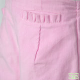 Pink Medium Weight Corduroy Pull On Pants with Front Ruffle Pockets