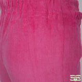 Fuchsia Pink Heavy Corduroy Pull On Pants with Front Ruffle Pockets