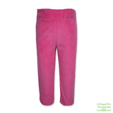 Fuchsia Pink Heavy Corduroy Pull On Pants with Front Ruffle Pockets