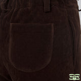 Brown Polyester Cotton Felt Zip-Fly Trousers with Side & Back Pockets