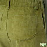 Moss Green Heavy Corduroy Zip-Fly Trousers with Side & Back Pockets