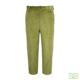 Moss Green Heavy Corduroy Zip-Fly Trousers with Side & Back Pockets