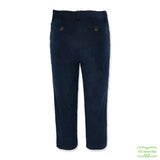 Navy Needlecord Corduroy Zip-Fly Trousers with Side & Back Pockets