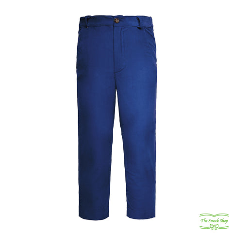 Blue Needlecord Corduroy Zip-Fly Trousers with Side & Back Pockets