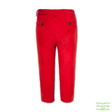 Red Needlecord Corduroy Zip-Fly Trousers with Side & Back Pockets