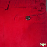 Red Needlecord Corduroy Zip-Fly Trousers with Side & Back Pockets