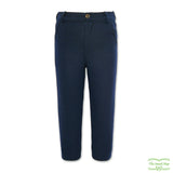 Navy Wool Zip-Fly Trousers with Side & Back Pockets