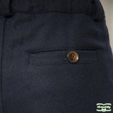 Navy Wool Zip-Fly Trousers with Side & Back Pockets