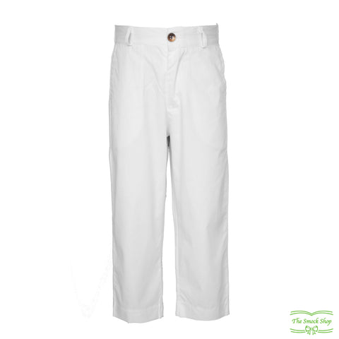 White Poplin Zip-Fly Trousers with Side & Back Pockets