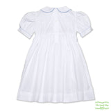 White Cherry Geometric Smocking Dress