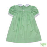 Green Check Giraffe Smocking Short Sleeve Dress