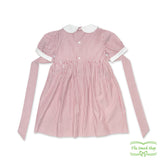 Red Stripe Soldier Smocking Short Sleeve Dress