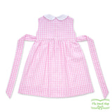 Pink Check Seersucker Sheep Smocking Sleeveless Dress