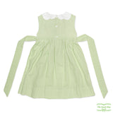 Green Gingham Check Rose Garden Smocking Sleeveless Dress