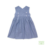 Blue Pin stripe Rocking Horse Smock V Back Dress