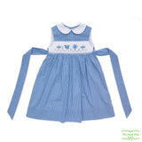 Blue Check Butterfly Dragonfly & Bee Sleeveless Dress