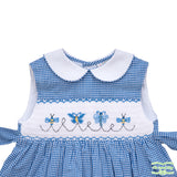 Blue Check Butterfly Dragonfly & Bee Sleeveless Dress