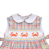 Multi-Colour Crab Smocking Sleeveless Dress