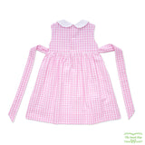 Pink Check Seersucker Piggy Smocking Sleeveless Dress