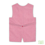 Red Seersucker Check Watermelon Smocking Overall