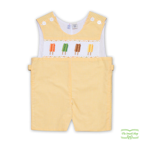 Yellow Check Popsicles Smocking Overall