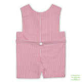 Red Check Anchor Smocking Overall in Mini Red Check