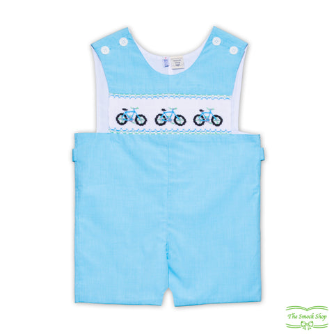 Light Blue Check Bicycles Smocking Overall