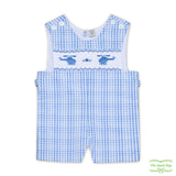 Blue Check Helicopter Smocking Overall