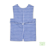 Blue Check Birds House Smocking Overall